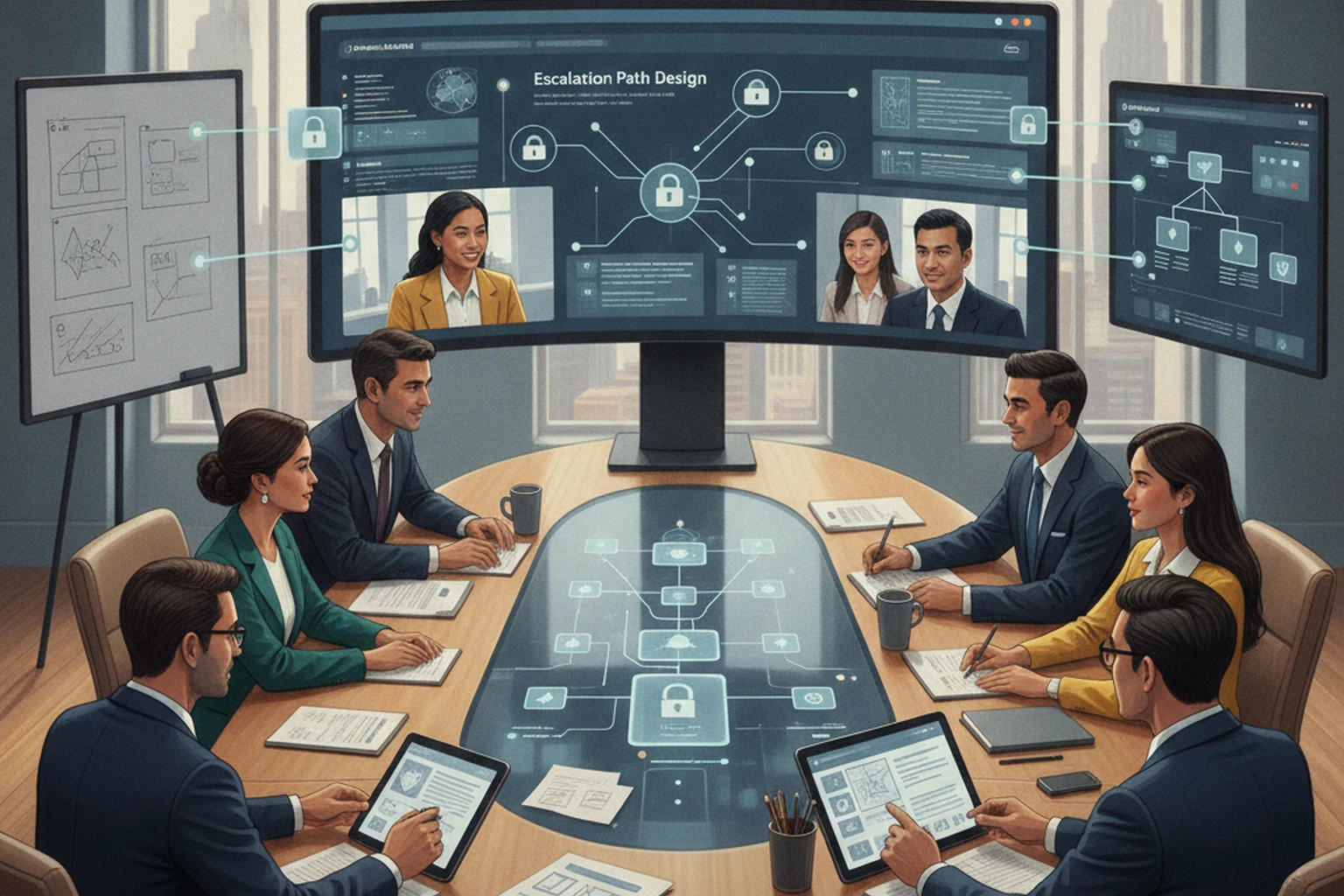 Website Design Operations: Escalation Path Design editorial illustration