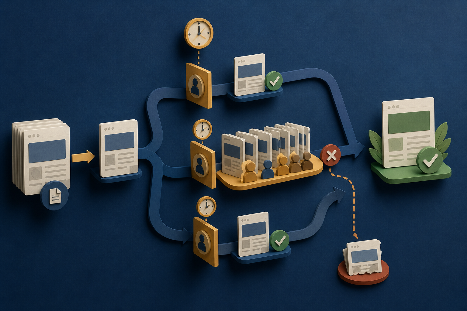 Where Do Content Approvals Stall an Outsourced Website Redesign? editorial illustration